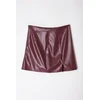 Trendyol Claret Red Faux Leather Slit Mini Skirt