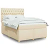 Box spring postelja z vzmetnico krem 160x200 cm blago - vidaXL - krema - 105.84 - 160 x 200 cm - vidaXL