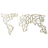Wallity Zidna dekoracija World Map, 60x120cm, Zlatne boje