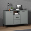 vidaXL Komoda s kovinskimi nogami siva 113x40x77 cm trden les OSLO
