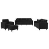 4-dijelni set sofa s jastucima crni od mikrovlakana