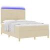 LED Box Spring Krevet s madracem Krema 140 x 190 cm tkanina