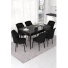 Hanah Home Set Trpezarijski sto i 6 stolica Nef, Crni