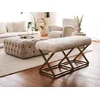 Atelier del Sofa Trpezarijska klupa Capraz Pelush 100x50x40cm Zlatno-Bela