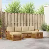 Setovi sofa s jastukom 6 pcs Prirodna i bež Čvrsto drvo akacije