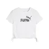 Womens Puma Essentials Animal Logo Infill Knotted Tee Youth, White, Size 9-10Y, Clothing