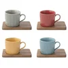4-piece porcelain cup set, with wooden saucers, 110ml, Take a Break