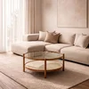 Hanah Home klub sto Golf 100, 100 cm, orah / sivi / mermer
