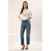 Trendyol Blue Leg Cutout High Waist Straight Jeans
