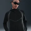 Nike Tech Mens Colour-Block Full-Zip Fleece Windrunner Jacket - Black - Cotton/Polyester
