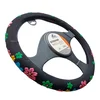 Steering Wheel Cover with Flowers (Black)