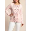 Plus size pulover z okrasno pentljo, svetlo roza