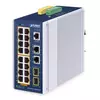 PLANET IP30 Industrial L2/L4 16-Port Upravljano L2/L4 Gigabit Ethernet (10/100/1000) Power over Ethernet (PoE) Aluminij, Modra