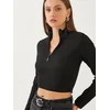 Bianco Lucci Ženska bluza dugih rukava 60351019, Zip kragna, Crna