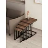 Hanah Home Tekerli set stolića (umetnuti), crna/orah (4 kom)