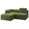 JÄTTEBO Modul.sofa s 2,5 sed. i lenjivcem, levo s naslonom za glavu/Samsala tamnožuta-zelena