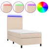 Krevet box spring madrac LED cappuccino 90x200cm umjetna koža