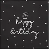 Serviete SREČEN ROJSTNI DAN Črno-bele z napisom ROJSTNODNEVNA zabava 33x33cm 20 kosov.