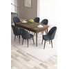 Hanah Home Set Trpezarijski sto i 6 stolica Roz, Antracit-braon