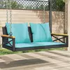 Klupa za ljuljanje s jastucima crna 109x62x40 cm od poliratana