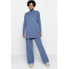 Trendyol Indigo Slit Wide Leg Tricot Top-Top Set