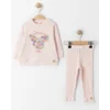 VIA GIRLS Kompletić za devojčice, majica i pantalone Minnie Flowers,Roze