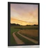 Plakat zahajajoče sonce nad pokrajino - 40x60 black