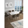 Hanah Home Set Trpezarijski sto i 6 stolica Han, Braon-beli
