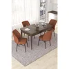 Hanah Home trpezarijski set Nef, sto na razvlačenje i 4 stolice, ploča u dekoru drveta Baroque, terakota tkanina Jerry