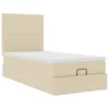 Vidaxl Otomanska postelja z vzmetnico krem 90x200 cm blago