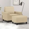Fotelja s tabureom krem 60 cm od tkanine