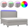Vidaxl Box spring postelja z vzmetnico LED sv. siva 180x200 cm blago