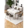 HANAH HOME Rasklopivi trpezarijski sto i stolice (7 delova) Nira White Chrome Cappuccino