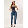 Trendyol Dark Blue High Waist Straight Jeans