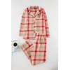 Trendyol Red Embroidered Plaid Polar Fleece Knitted Pajama Set