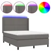 Vidaxl Box spring postelja z vzmetnico LED siva 140x190cm umetno usnje