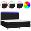 Vidaxl Box spring postelja z vzmetnico LED črna 200x200 cm blago