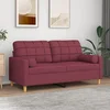 vidaXL Kavč dvosed z blazinami vinsko rdeč 140 cm blago