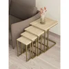 Hanah Home Tekerli set stolića (umetnuti), zlatna/travertin (4 kom)