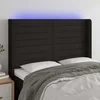LED posteljno vzglavje črno 147x16x118/128 cm blago