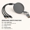 USB kabl ONES 6u1 - Type-C/USB na Type-C, Lightning i Micro USB, 60W, uvlačivi, sivi