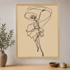 WallXpert uramljena slika na platnu Cc-D-Ah-1041, plesačica sa trakom, crna linija na peščanoj pozadini, 45 x 60 cm
