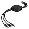 Uvlačivi USB kabl FLASH 6u1 60W – automatsko uvlačenje/ 3 izlaza/ PD/ crni