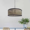 Steinhauer Visoka svetilka Sparkled Light, pletena senčnica v črni barvi in lesu - Dnevna soba/jedilnica - črna, svetlo lesena - Bambus
