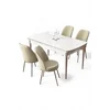 HANAH HOME Rasklopivi trpezarijski sto i stolice (5 delova) Nira White Chrome Cream