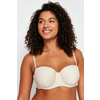 Trendyol Curve Beige Ribbed Strapless Bra