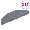 Vidaxl Preproge za stopnice, samolepilne, 15 kosov, 65 x 21 x 4 cm, svetlo sive, polkrožne, velike