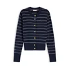 TOMMY HILFIGER Pletena jopa Logo Gold-tone Button mornarska / bela