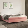 Vidaxl Box spring postelja z vzmetnico roza 200x200 cm žamet
