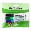 Komplet markerjev za belo tablo, 2,5 mm, stožčast, komplet, FLEXOFFICE WB02, 4 barve, 4 kosi